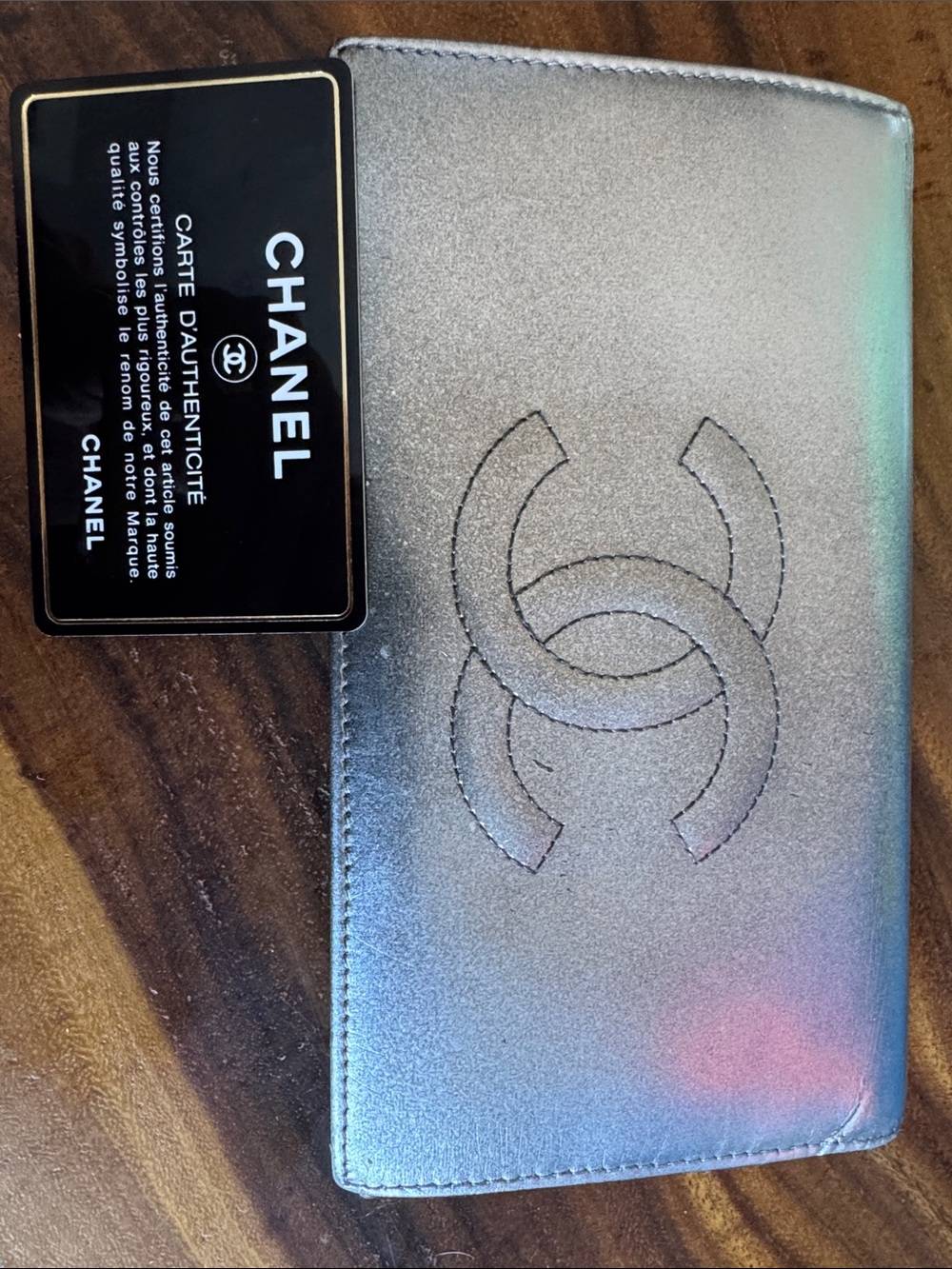 Chanel silver wallet large size